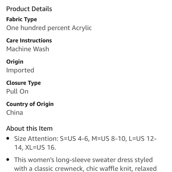 Amazon Zesica Waffle Knit Tie Sweater Dress Size: Small - Picture 7 of 13